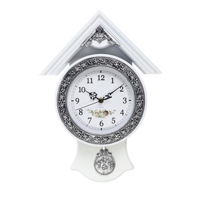 УЦЕНКА Часы настенные, серия: Маятник, «Белый домик», дискретный ход, 40×29 см, d=16 см