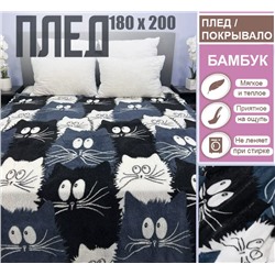 Мягкий плед из материала "Велсофт бамбук"180х200см