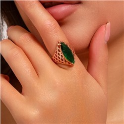 Кольцо 21 р коллекция Дубайское золото, покрытие позолота, вставка: крупный фианит, цвет: зеленый, Уценка, арт.08.3325 (314.743-21)