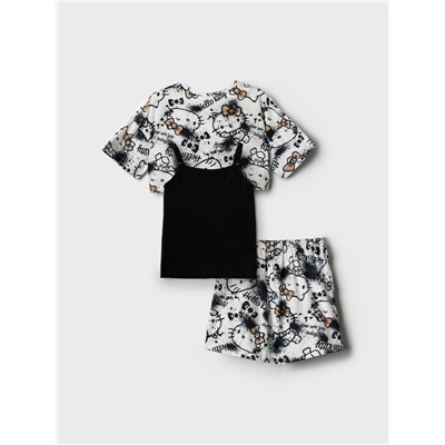 Комплект трикотажный для девочек: фуфайка (футболка), топ, шорты