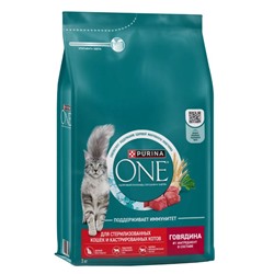 Сухой корм Purina One для стерилизованных кошек, говядина/пшеница,3 кг
