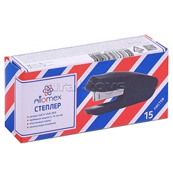 Степлер "Attomex" 24/6&26/6 (мощность 15 листов, глубина скрепления 50 мм) пластиковый, 2 вида скрепления, в картонной коробке, черный