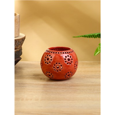 Подсвечник «Шар», 9×9×7 см, керамика, красный