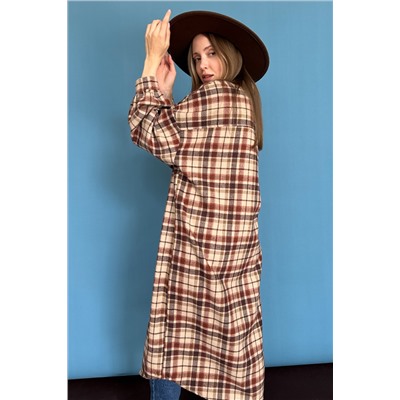 Рубашка удлиненная  AUTUMN046/02/Бежевый, коричневый