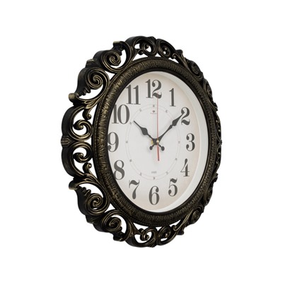 Часы настенные интерьерные «Хостон», бесшумные, плавный ход, d=40.5 см, циферблат d=26 см, чёрный, золотистый