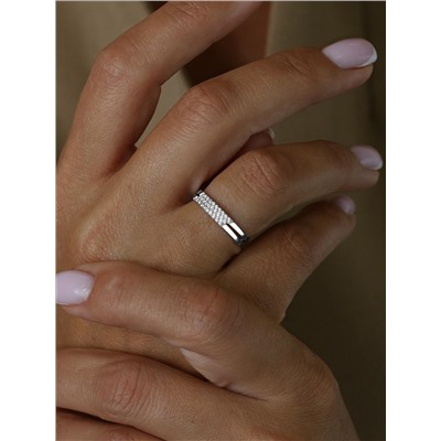 Кольцо из серебра с фианитами родированное 925 пробы К-3625-Р