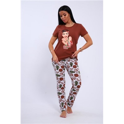 Пижама с брюками GIRL (Коричневый)