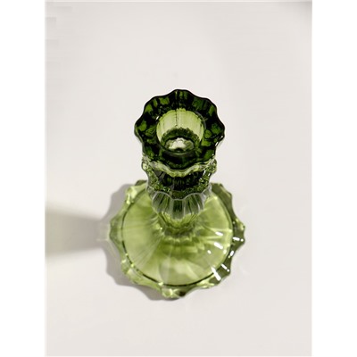 Стеклянный подсвечник на 1 свечу «Бутон на ножке», зелёный, d=2 см, 8×8×15 см