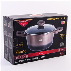 1790-1 Кастрюля с крышкой "MercuryHaus" Flame 4.3 л 24*12 см (х4)