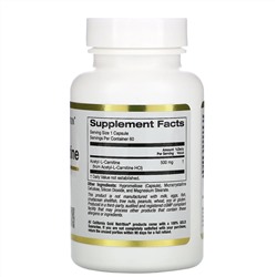 California Gold Nutrition, ацетил-L-карнитин, 500 мг, 60 растительных капсул