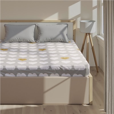 Простыня на резинке 1.5-спальная «Этель» Heart, 140×200+25, бязь