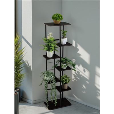 Подставка для цветов Greengo, 7 полок, 36×23×120 см, напольная, каркас металл, полки МДФ, чёрная