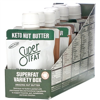 SuperFat, Variety Box, изумительное ореховое масло, 10 пакетиков по 42 г (1,5 унции) каждый