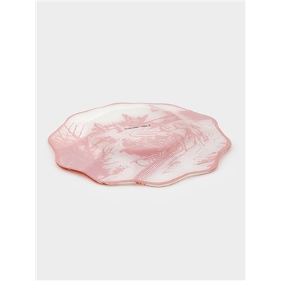 Десертная тарелка новогодняя Доляна «Новогодние забавы», d=20.5 см, h=1.5 см, стекло, белая, красная