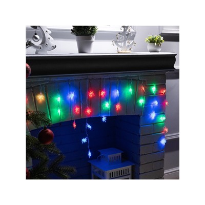 Гирлянда «Бахрома» 1.8×0.5 м с насадками «Звёзды», IP20, прозрачная нить, 48 LED, свечение мульти (RG/RB), мигание, 220 В