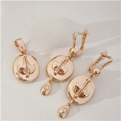 Комплект ювелирной бижутерии коллекция "Дубай" серьги и кулон, покрытие позолота,  арт.314.891