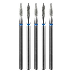 Manita Professional Фреза алмазная пламя острое для аппаратного маникюра 866.104.243.080.018 ФАП-1.8-8С, синяя насечка, ø 1,8 мм, 5 шт. KRISTALLER, 1231183