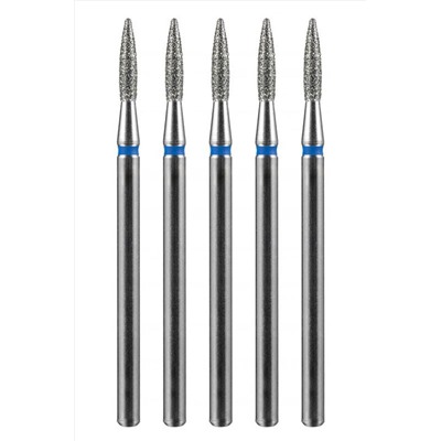 Manita Professional Фреза алмазная пламя острое для аппаратного маникюра 866.104.243.080.018 ФАП-1.8-8С, синяя насечка, ø 1,8 мм, 5 шт. KRISTALLER, 1231183