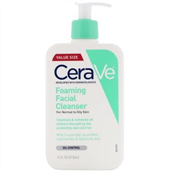 CeraVe, пенка для умывания, для нормальной и жирной кожи, 473 мл (16 жидк. унций)