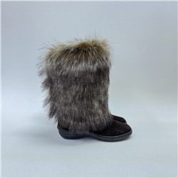 Унты женские коричневые “Песец” замшевые на литой подошве