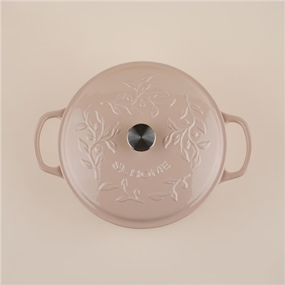 Кастрюля SL Home, 6 л, d=28 см, h=12.5 см, индукция, с эмалированным покрытием, чугун, бежевая