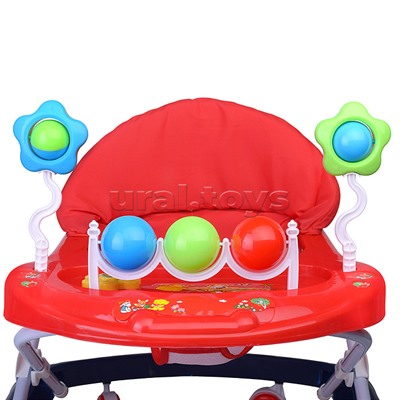 Ходунки "Шарики с цветочками" с погремушками и шарами (синий-оранжевый) в пакете