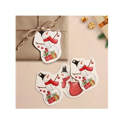 Шильдик на подарок Новый год «Снеговик», 6.5×8 см