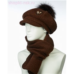 Гелана букле Комплект женский флис (кепка+шарф) (56-58)