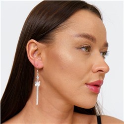 Серьги длинные висячие бабочки с ажурными крыльями, покрытие посеребрение, №013029, арт. 001.319