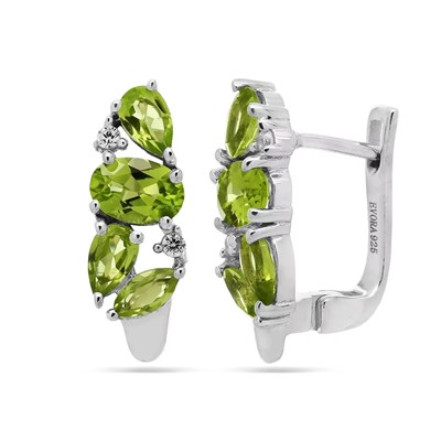Серьги из серебра перидот, Жади