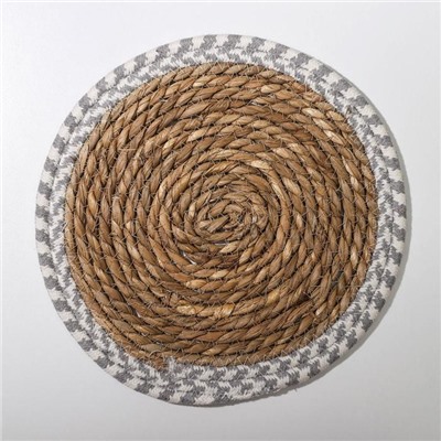 Салфетка сервировочная на стол Доляна «Кант», d=25 см, плетёная, серая