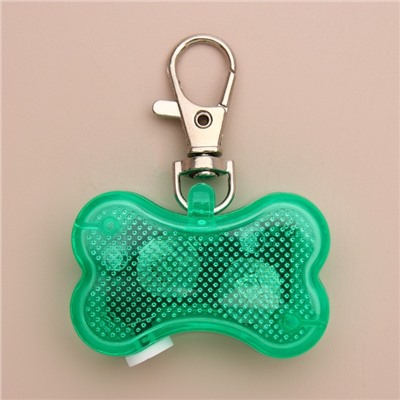 Маячок-адресник «Косточка», с наклейкой под записку, 3 режима свечения, пластик, металл, зелёный