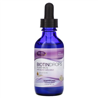 Life-flo, Biotin Drops, For Healthy Hair & Nails, Natural Vanilla Flavor, 10,000 mcg , 2 fl oz (60 ml)
