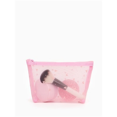 Косметичка женская Little love, с рисунком, на молнии, розовая