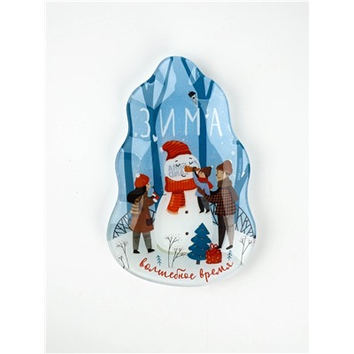 Тарелка новогодняя плоская «Зима», 13.4×20.5 см