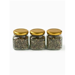 Подарочный новогодний набор «Золотая коллекция»: чай травяной 25 г × 3 шт., варенье с шишками 100 мл., крем-мёд 120 г × 2 шт.