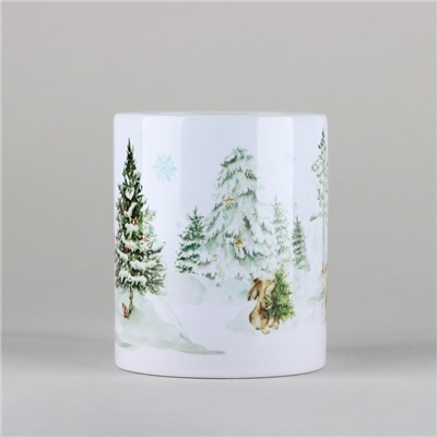 Кружка новогодняя керамическая «Новогодний лес», 320 мл, цвет белый