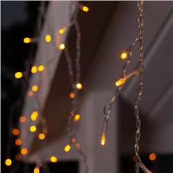 Гирлянда «Бахрома» 4 × 0.6 м, IP44, прозрачная нить, 180 LED, свечение жёлтое, 8 режимов, 220 В