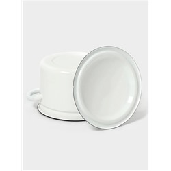 Кастрюля эмалированная, 4 л, d=21.3 см, с крышкой, без декора, белая