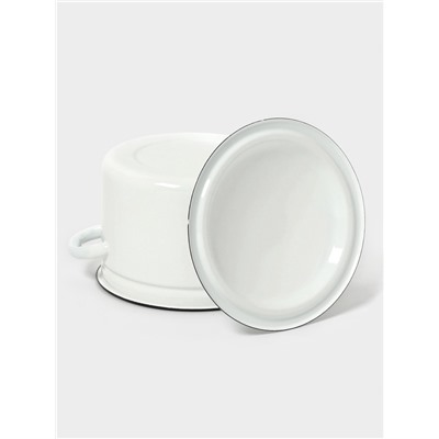 Кастрюля эмалированная, 4 л, d=21.3 см, с крышкой, цилиндрическая, без декора, белая