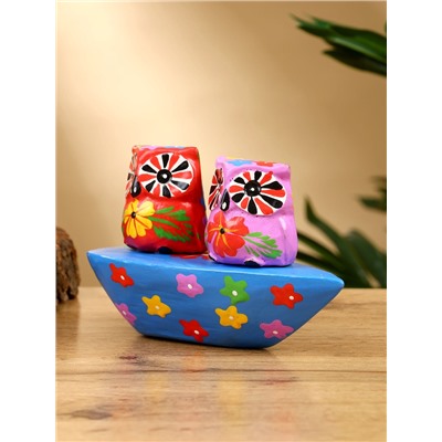 Сувенир «Пара совят», 14×7×9 см, дерево, красный, сиреневый