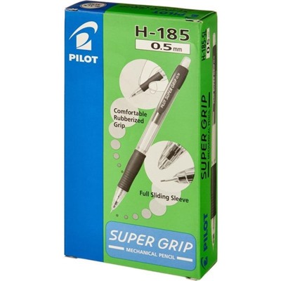 Карандаш механический Pilot Super Grip, 0.5 мм, резиновый упор, чёрный