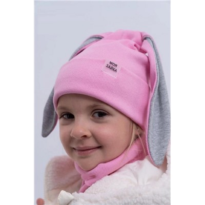 60155 Шапка_снуд Зайка (Розовый)