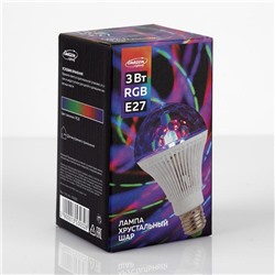 Световой прибор «Мини диско-шар» 8 см, Е27, свечение RGB