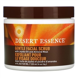 Desert Essence, Gentle Facial Scrub with Jojoba Oil and Almond Meal, 4 fl oz (120 ml)