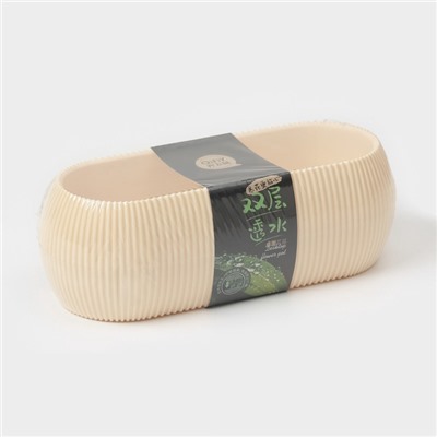 Кашпо для цветов с поддоном Rasfill, 1.3 л, 20.5×8.5×7 см, овальное, бежевое