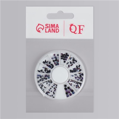 Стразы фигурные для декора «Ассорти», чёрные, голографические