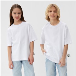 Футболка детская однотонная MINAKU: Basic line, белая, рост 116 см