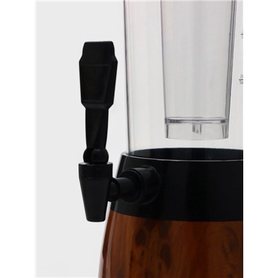 Башня пивная WoodPlast, колба 3 л, ёмкость для льда 3 л, 18.5×18.5×54 см, пластик, чёрная, коричневая
