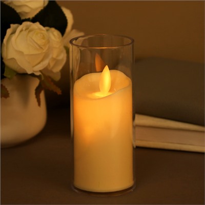 Свеча светодиодная подвижный фитиль в подсвечнике 12 см / VFR-23 /уп 12/288/